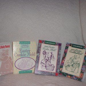 Longaberger Pottery Easter Series Cookie Molds- Set of 4 NEW